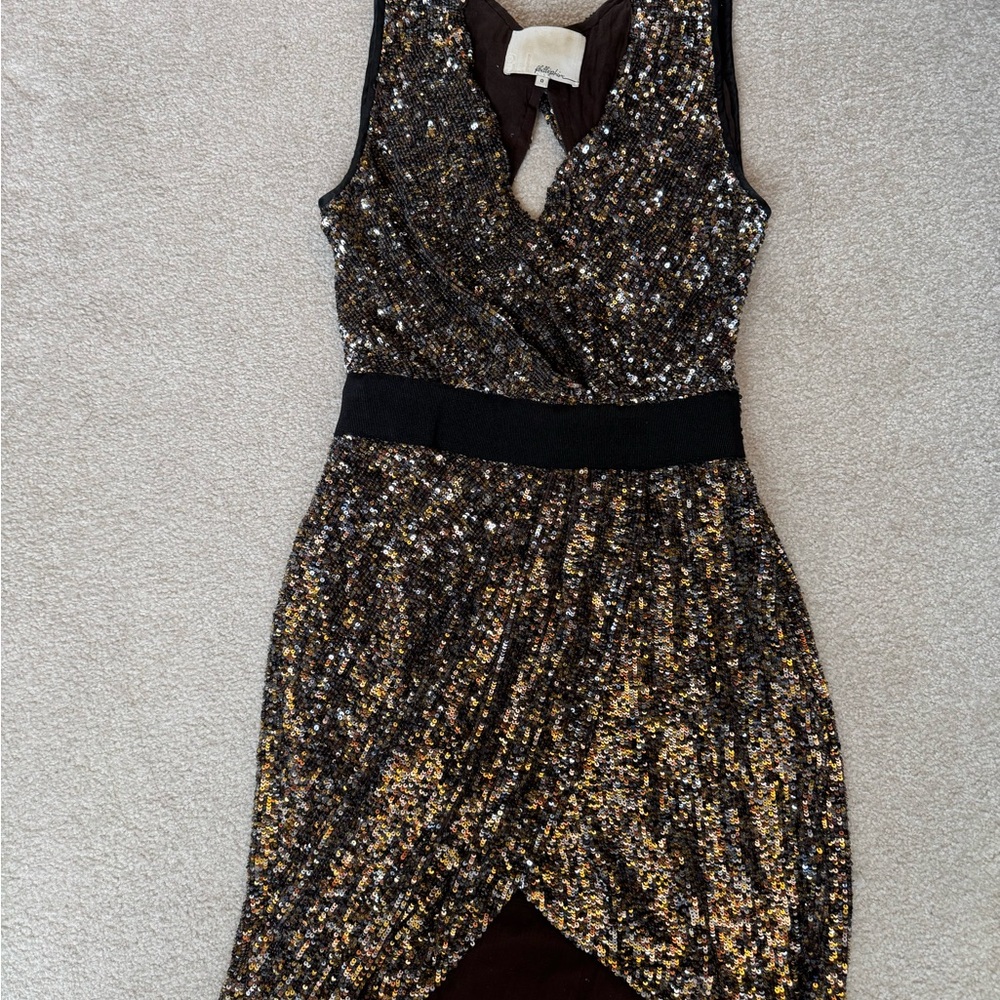 3. 1 Phillip Lim Sleeveless Sequin Dress in Black and Gold - party cocktail